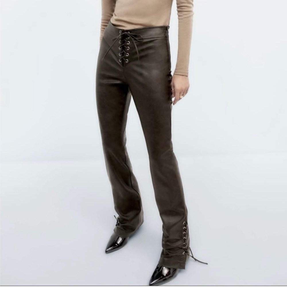 Zara faux leather lace up pants ***NWT***